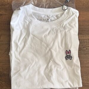Psycho Bunny Kids White Tee with Pink and Black Logo